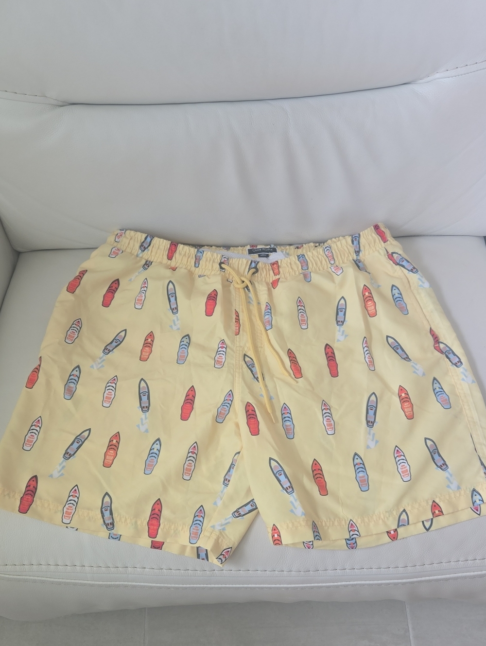 Club Room Yellow Surfboard-Print Swim Shorts (XL)